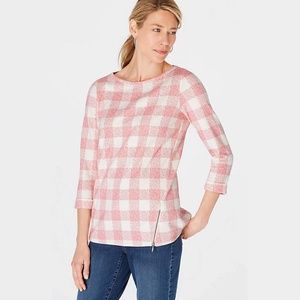 *NWT* J. Jill Checkered Side-Zip Top